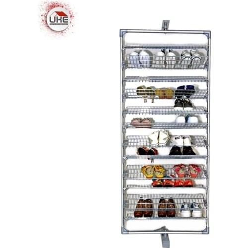UKE Hot sale 12 layers 360 degree rotating shoe storage wire mesh shoe rack pull out shoe rack