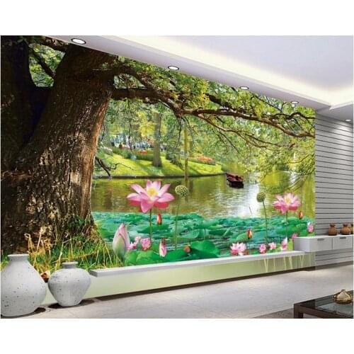 Custom 3d photo wallpaper custom 3d wallpaper Tree lake light garden background wall mural 3d wallpaper