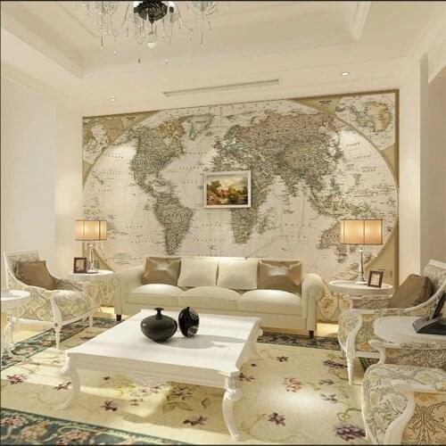 Custom European Retro Large HD The World Map Mural Wallpapers for Office Living Room Study Wall Murals 3D Wall Papers Home Deocr