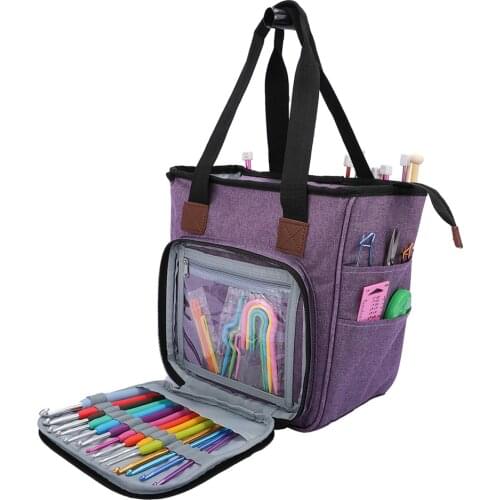 Portable Sewing Supplies Storage Bag Oxford Cloth Wool Crochet Hook Knitting Needle Crochet Hooks Organizer