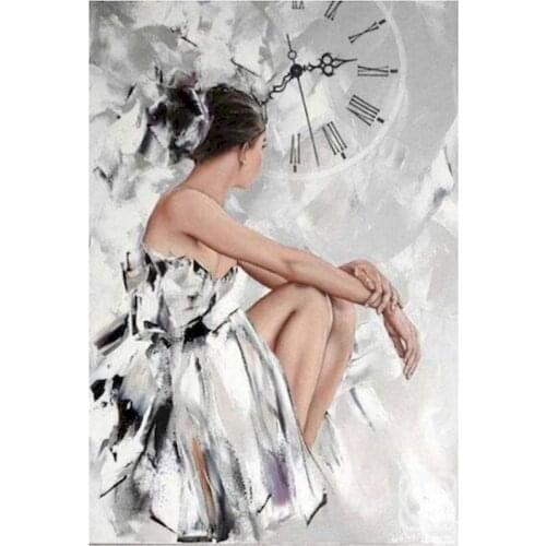 GATYZTORY Frame Frame Girl Clock Diy Painting By Numbers Figure Paint By Number Handpainted Gift Wall Decor Frame 60×75cm