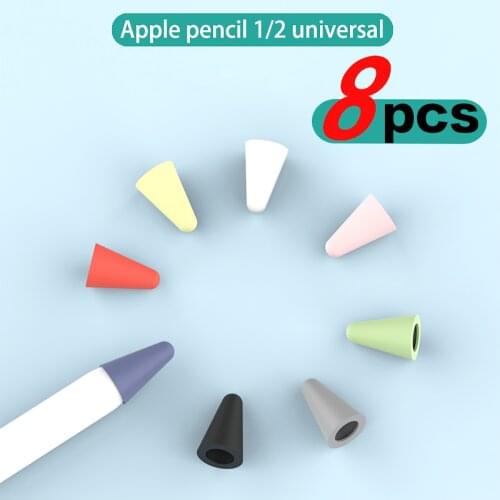 8 PCS Apple Pencil Silicone Replacement Tip Case 1 / 2 Touch Screen Stylus Pen 2 / 1 Protection Cover Shell