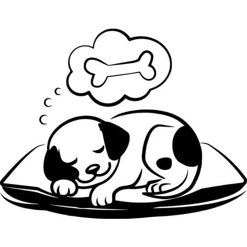 Dog Dreaming of Bone Decal Window Bumper Sticker Car Pet Canine Love Sleeping Rear Window Car Sticker