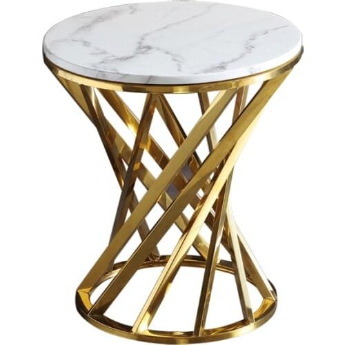 Creative marble sofa side table living room coffee table stainless steel frame center table home furniture simple end tables