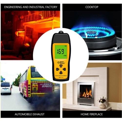 Smart Sensor Gas Analyzers Handheld Carbon Monoxide Meter Tester Monitor Detector Gauge LCD Display Sound Light Alarm