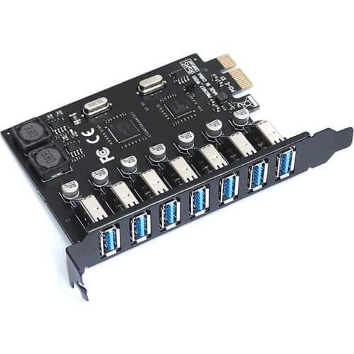USB 3.0 Pci-E Expansion Card Adapter 7-Port Hub Adapter Pci-E Expander Pci Express Card for Desktop Computers (2-Pack)