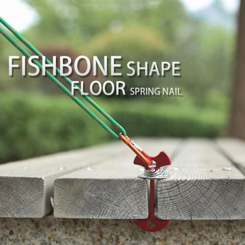 Windproof Plank Floor Spring Nails Outdoor Camping Awning Tent Fixed Hook Buckle Wind Rope Buckle Tent Accessory