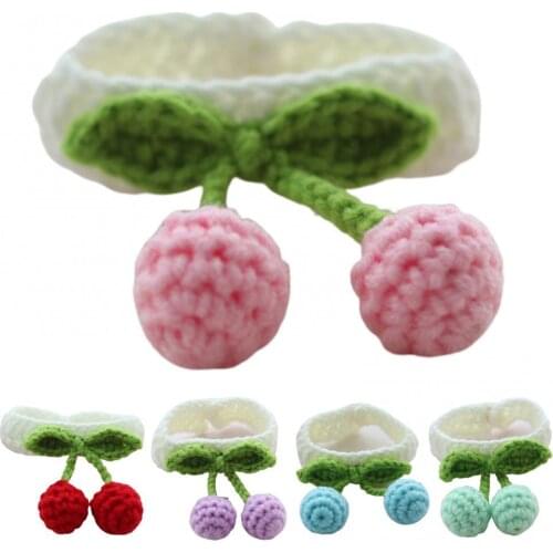 Cotton Rope Weaving Cherry Handicrafts Portable Hand-woven Cherry Patched Collar Cat Dog Scarf Neck Accessories Pet Supplies