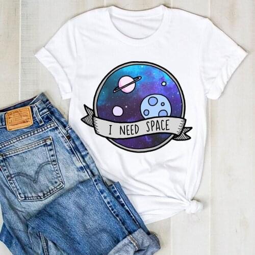 Women Lady Summer Space Universe Fashion 90s Print Ladies T Tee Tshirt Womens Female Top Shirt Clothes Graphic Clothing T-shirt