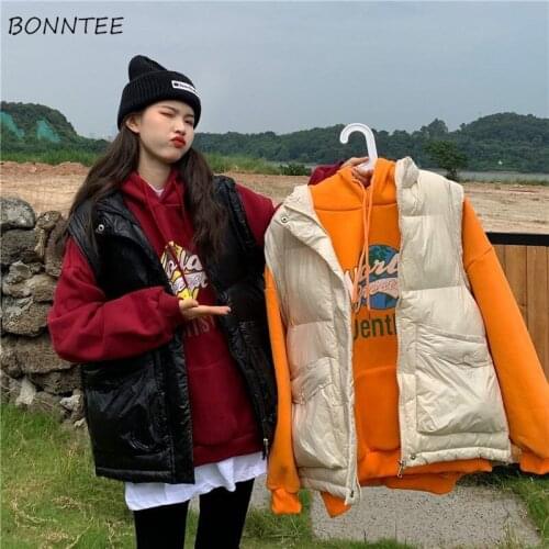 Waistcoats Women Outwear Female Vests Autumn Pure Stand Collar New Casual Warm Temperament Ins Simple Pockets All-match College