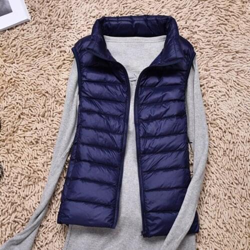 Women Sleeveless Vest Female Veats Mandarin Collar Sleeveless Waistcoat Winter Warm 4XL White Duck Down Jacket