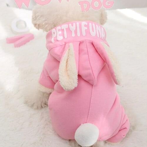 Snow Pink Gray Dog Clothes Winter Warm Teddy Bichon hick Coats for Dogs Cute Rabbit Ears Hood Cute XS S M L XL Pet Costumes