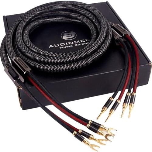 1pair hifi speaker cable OFC pure copper audio connecting cable