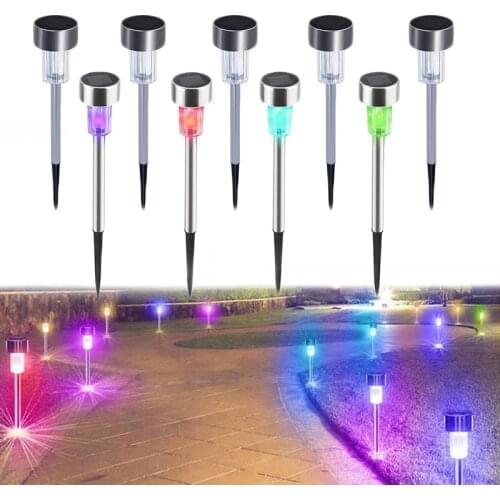 1PC LED Solar Light Lawn Lamp Landscape Path Lights Stainless Steel Garden Waterproof Patio Yard Path Walkway Decor Solar Lamp