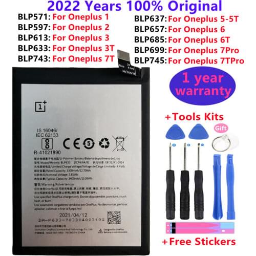 100% Original Replacement Battery For OnePlus 1 2 3 3T 5 5T 6 6T 7 7 Pro 7T 7T Pro Plus Phone Battery Batteries Tools Kits