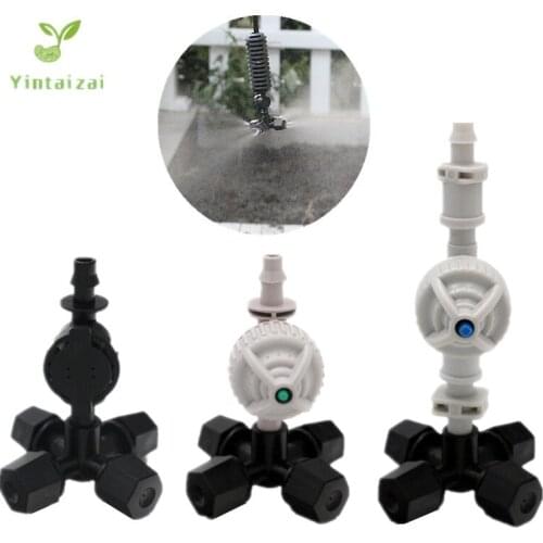 20PCS 4Way Misting Sprinkler Cross Nozzle Greenhouse Watering Irrigation Garden Hanging Down Sprayers Micro Drip Water