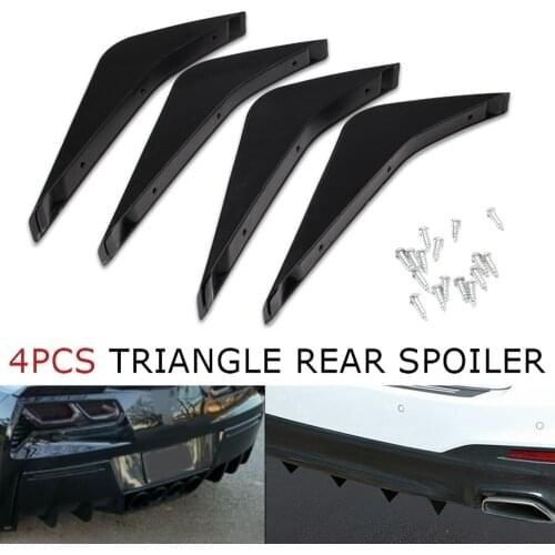 4pcs/set Black ABS Car Rear Bumper Air Diffuser Fin Body Kit Fit For Chevrolet Corvette DIY Moulding Parts