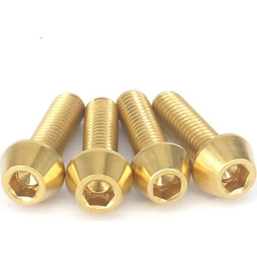 4 PCS M4x15mm Golden GR5 Titanium Cone head Bolts For Bike Rear Derailleur