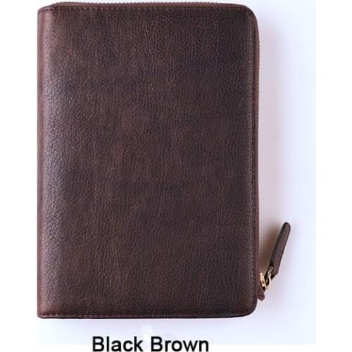 A6 Genuine leather notebook travelers journal zipper binder agenda planner organizer notebook vintage diary sketchbook