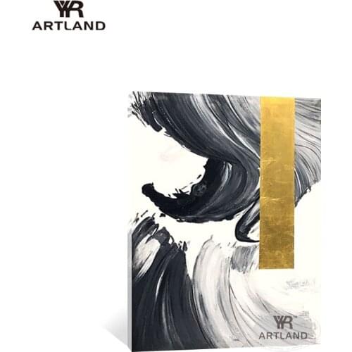 Nordic abstract canvas painting for wall decoration Handmade gold foil landscape hanging picture for living room bedroom Gift