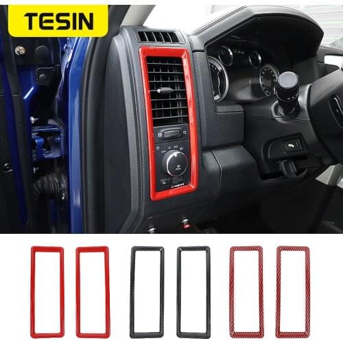 TESIN Car Center Console Both Sides Air Outlet Decoration Cover Stickers for Dodge RAM 1500 2010-2017 Interior Accessories