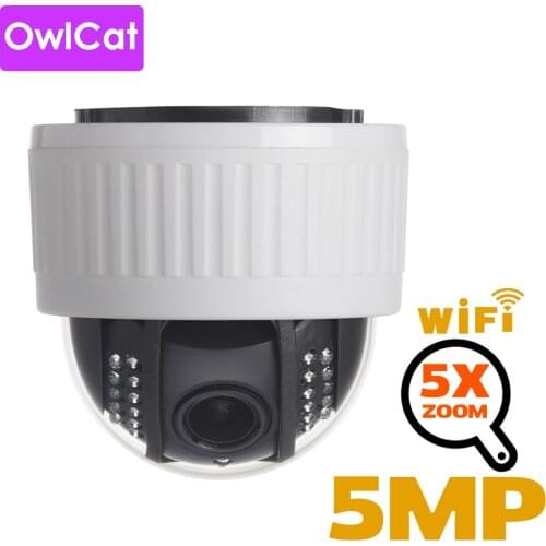 5X Zoom PTZ Wifi Network Surveillance Wireless Dome IP Camera 2MP 5MP with Audio MIC Flash Card Onvif Mobile Phone View CamHi