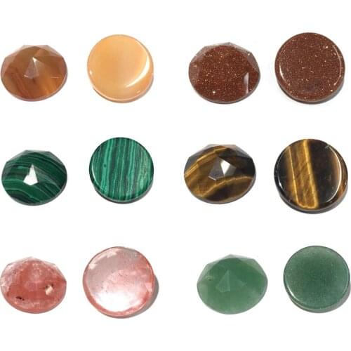 Natural Agates Turquoises Tiger Eye Stone Cabochon Beads No Hole Loose Beads For DIY Rings Jewelry Making Supplies 5Pcs/lot