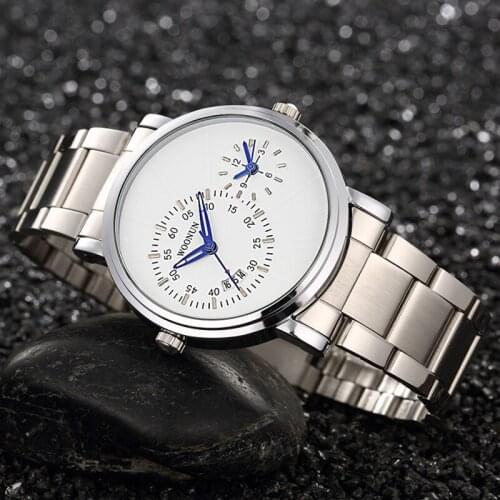 WOONUN Mens Watch Dual Time Stainless Steel Quartz Wrist Watches For Men Fashion Clock Mens Sports Watch Relogio Masculino