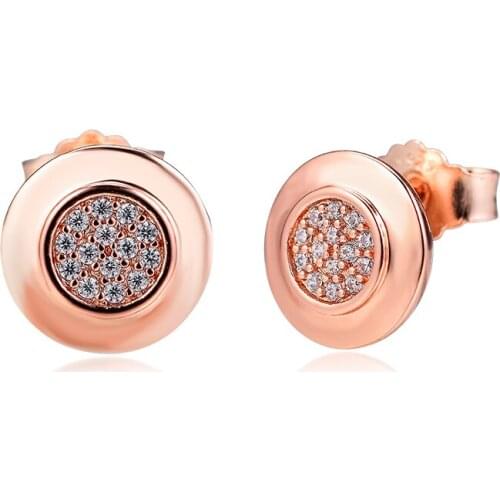 CKK Earring ROSE Gold Signature Stud Earrings Sterling Silver Jewelry 100% 925 Silver Women Brincos Oorbellen Pendientes
