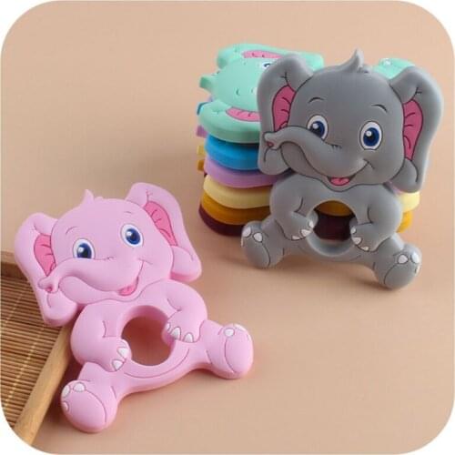 Baby Cartoon Elephant Shape Teether Silicone Beads Molar Infant Teething Toys