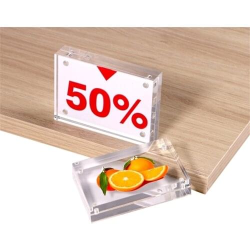 Double Sided Display Clear Acrylic Perspex Magnet Photo Block Frames Magnetic Poster Picture Frame Label Holder Desk Sign Stand