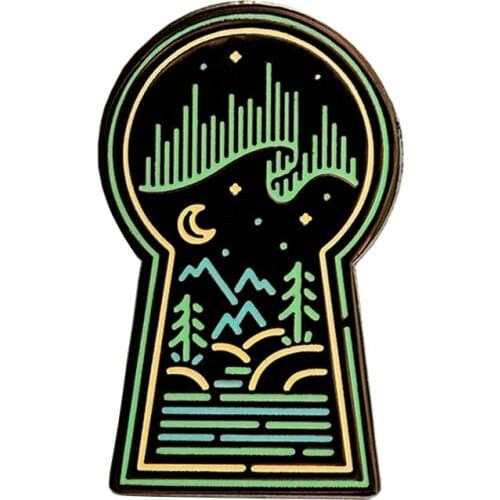 Aurora borealis northern lights galaxy space nebula Enamel Pin badge