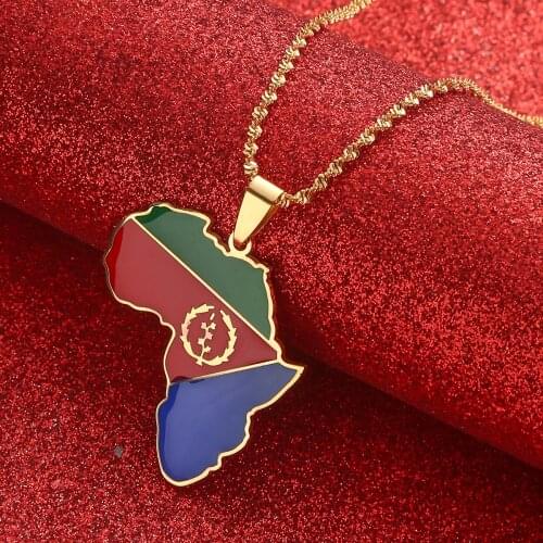 Africa Map & Eritrea Map Pendant Necklaces Silver Color Gold Color Jewelry Map Eritrean Gift