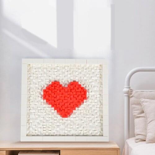 Love Shape Building Blocks Decor Painting Bed Room Living Room Table DIY Ornaments Home Decoration Accessories With Led Light