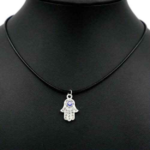 BPPCCR Leather Chokers Necklace For Men Women Lovers Fatima Hamsa Hand Zircon Chain Gifts Maxi Red Thread Necklaces mujer Collar