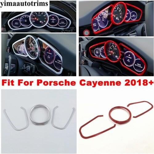 Red / Carbon Fiber Look ABS Interior Dashboard Instrument Screen Decor Cover Trim Accessories For Porsche Cayenne 2018 - 2021