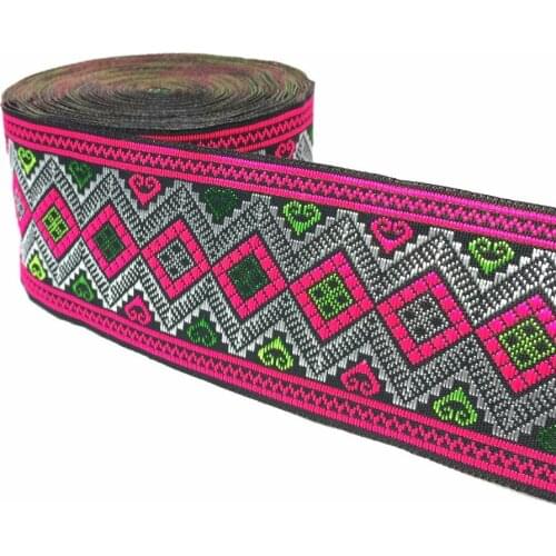 ZERZEEMOOY 2" 5cm 7yard/lot High quality Woven Jacquard Ribbon black background geometric pattern straps and belt lace