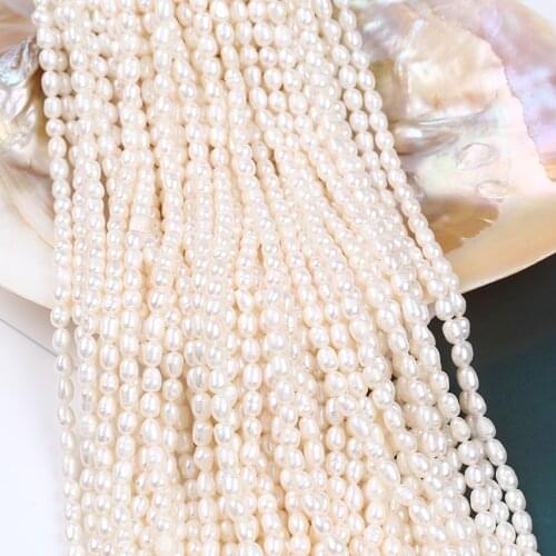 Hot Selling 4-5mm White Color Cultured Freshwater Pearl Rice Shape Beads For Jewelry Making