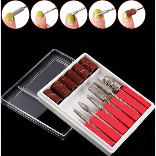 6pc Nail Drill Bits Grinding Head Kit Sanding Bands File Set For Electric Nail Drill Polishing Machine Pedicure Set for manicure