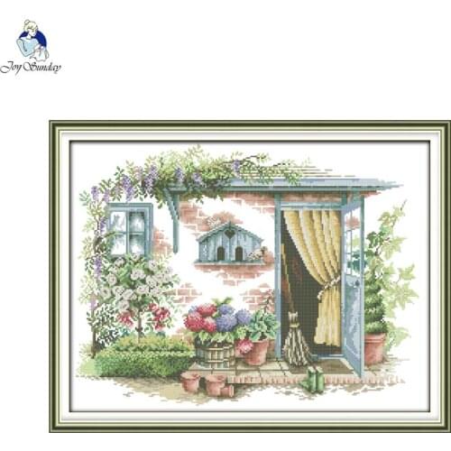 Flower room Cross stitch kit DIY scenery pattern 14CT 11CT printed canvas cotton thread embroidery crafts living room decoration