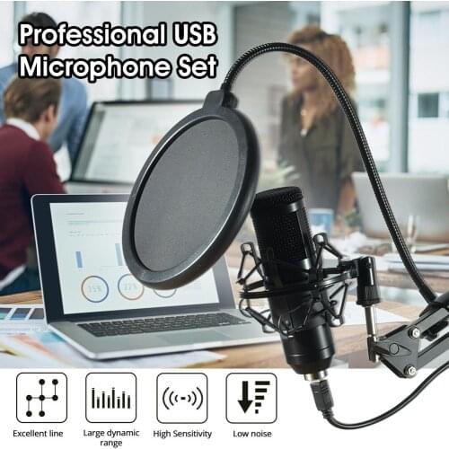 USB Microphone Set Professional Convenient PC Microphone Condenser Kit 192KHZ/24Bit For Gaming Recording For Broadcasting Studio