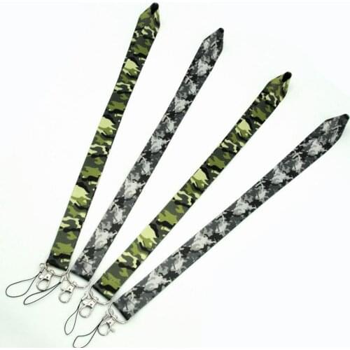 New 500 Pcs camouflage key lanyards id badge holder keychain straps for mobile phone Free Shipping Wholesale