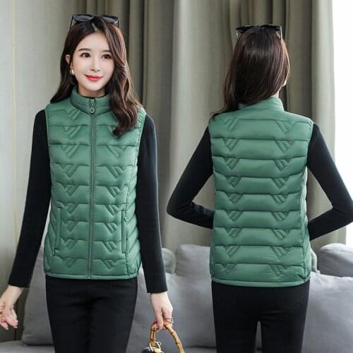LISYRHJH Autumn Winter Vest Women Waistcoat 2021 New Female Sleeveless Vest Jacket Vest Jacket Stand Collar Female