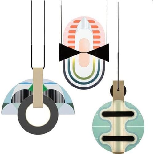 Italian design stained glass pendant lights modern Nordic art bedroom bedside living room pendant lamps deco lighting fixtures