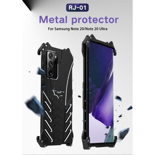 For Samsung Galaxy Note 20 Ultra Cover Cases R-just Heavy Duty Shockproof Metal Aluminum Armor Phone Case For Galaxy Note 20