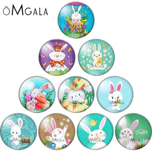 Happy Easter Rabbits Drawings 8mm/10mm12mm/18mm/20mm/25mm Round photo glass cabochon demo flat back Making findings
