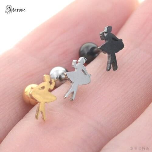 Starose 1pc 18G Dancing Girl Ear Studs Helix Tragus Piercing Ear Piercing Oreja Daith Cartilage Earrings Surgical Steel Jewelry