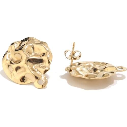 10pcs/lot Stainless Steel Gold Plated Earth Earrings 19*23mm Charm Embossing Stud Earring For Women DIY Jewelry Findings