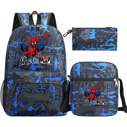 3pcs/set Cartoon Spiderman School Bag Backpacks for School Teenagers Girls Boys Anime Spiderman Bookbag backpacks