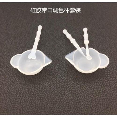 Silicone Cup Dispenser Toning Color Cups with Spoon Stick Glue Measuring Tools Crystal Scale Jewelry Resin Tool